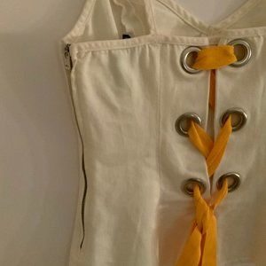 white denim top with bow